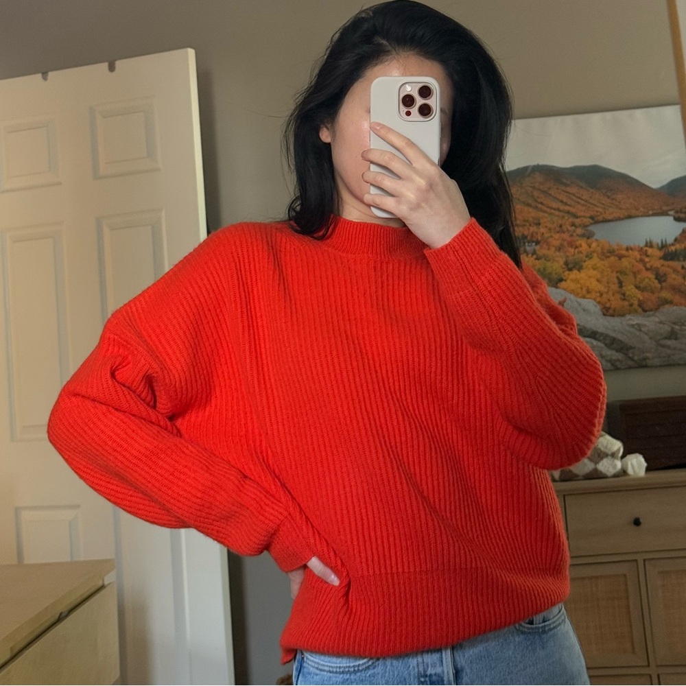 H&M Premium Orange 100% Cashmere Sweater in Small